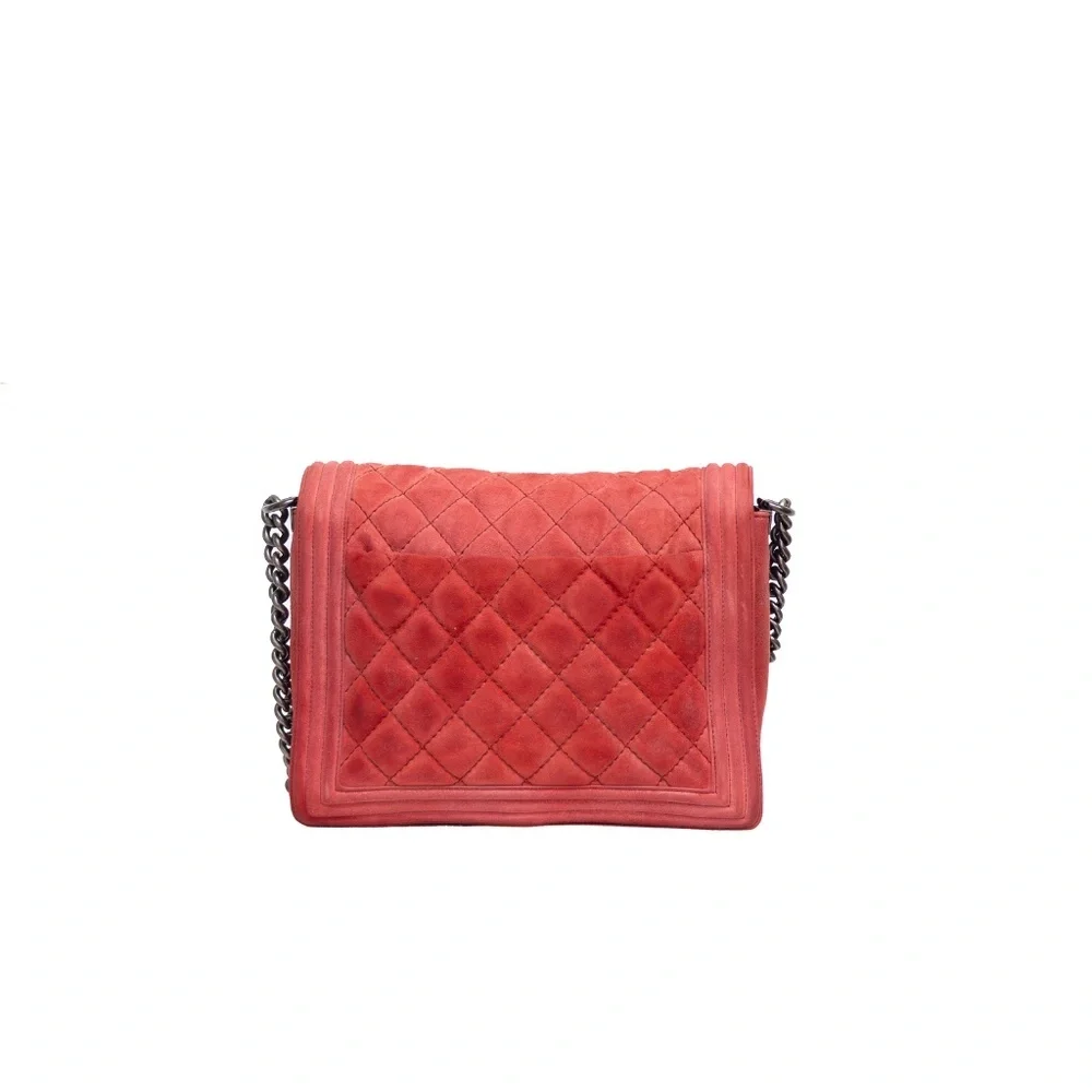 Chanel Red Suede Gentle Boy Bag‎ with Ruthenium Hardware – Serial #18579893